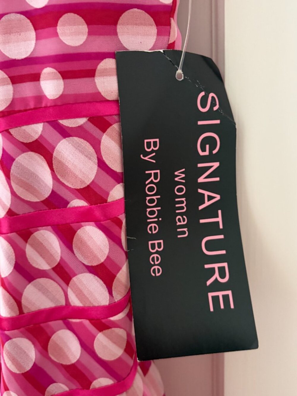 Signature by Robbie Bee pink and white polka dot dress Size 24 Lined - Picture 3 of 11